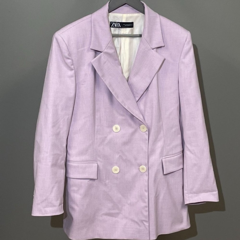 Zara Lavender Double-Breasted Blazer